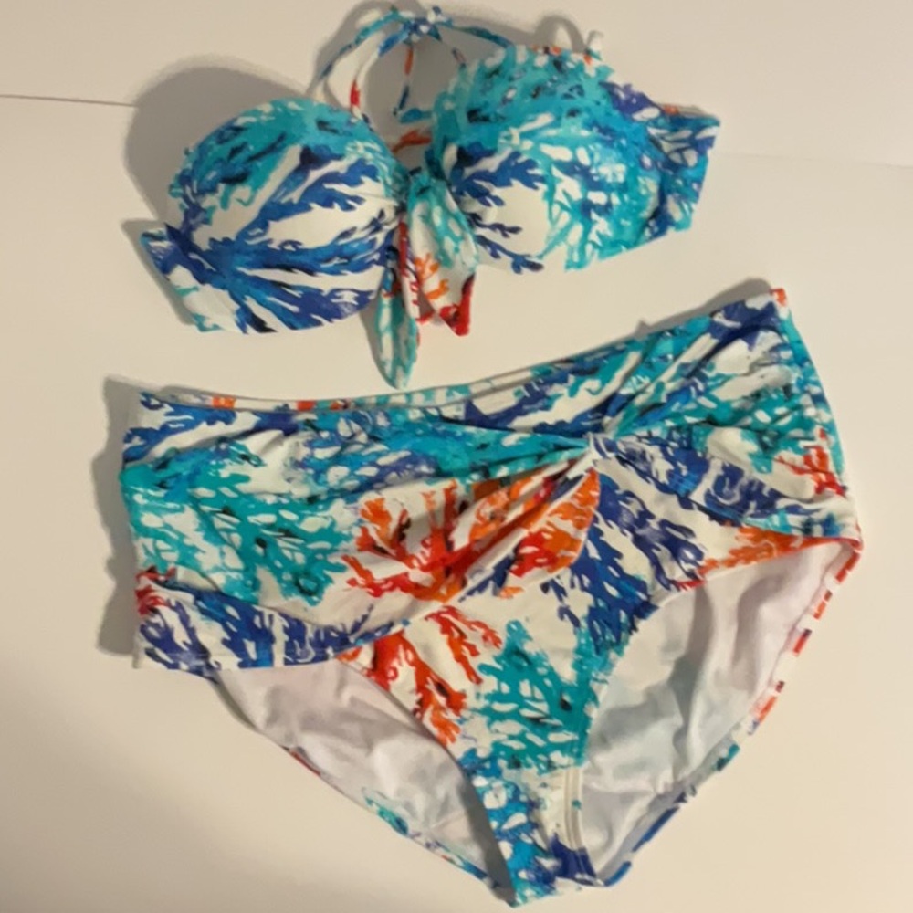Cacique Blue and Orange Bikini Set